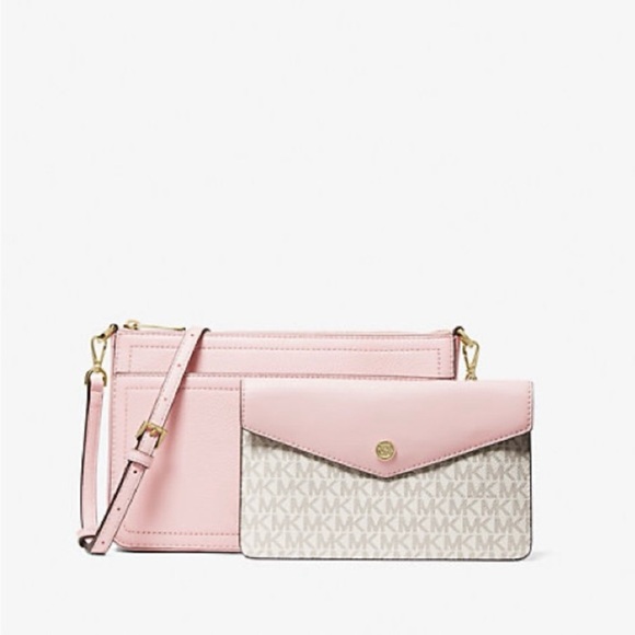 NWT Michael Kors Maisie Powder Blush 3in1 zip Crossbody Bag - Picture 16 of 16